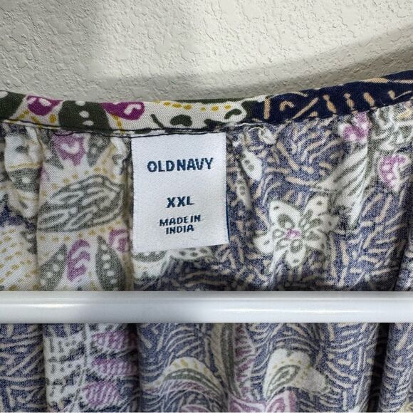 Old Navy Floral peplum blouse XXL dark floral romantic boho fairy witchy - Picture 4 of 7